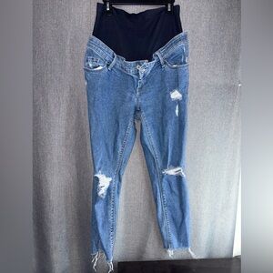 Old Navy Blue Distressed Maternity Skinny Jeans